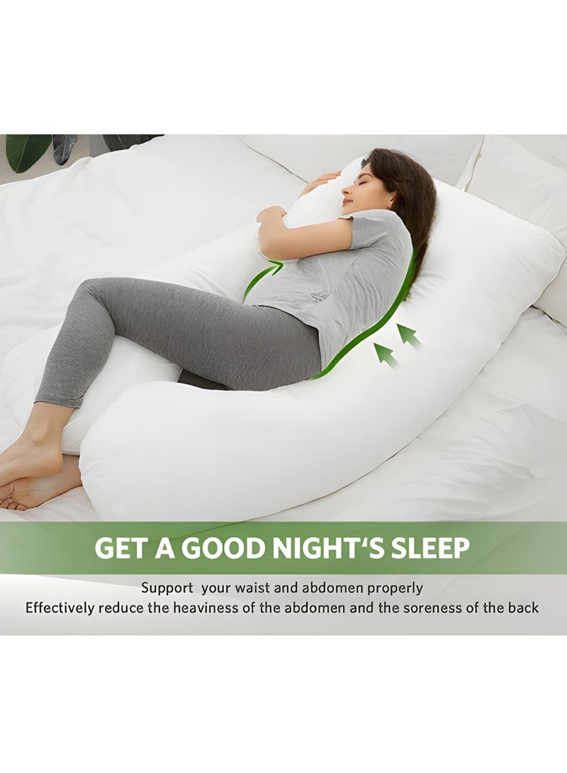 Premium U Shape Comfortable Pregnancy Pillow Polyester White  - Image 4