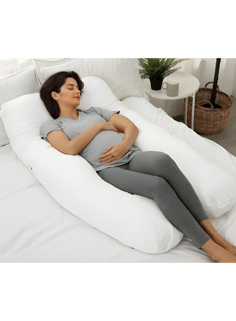 Premium U Shape Comfortable Pregnancy Pillow Polyester White  - Image 2