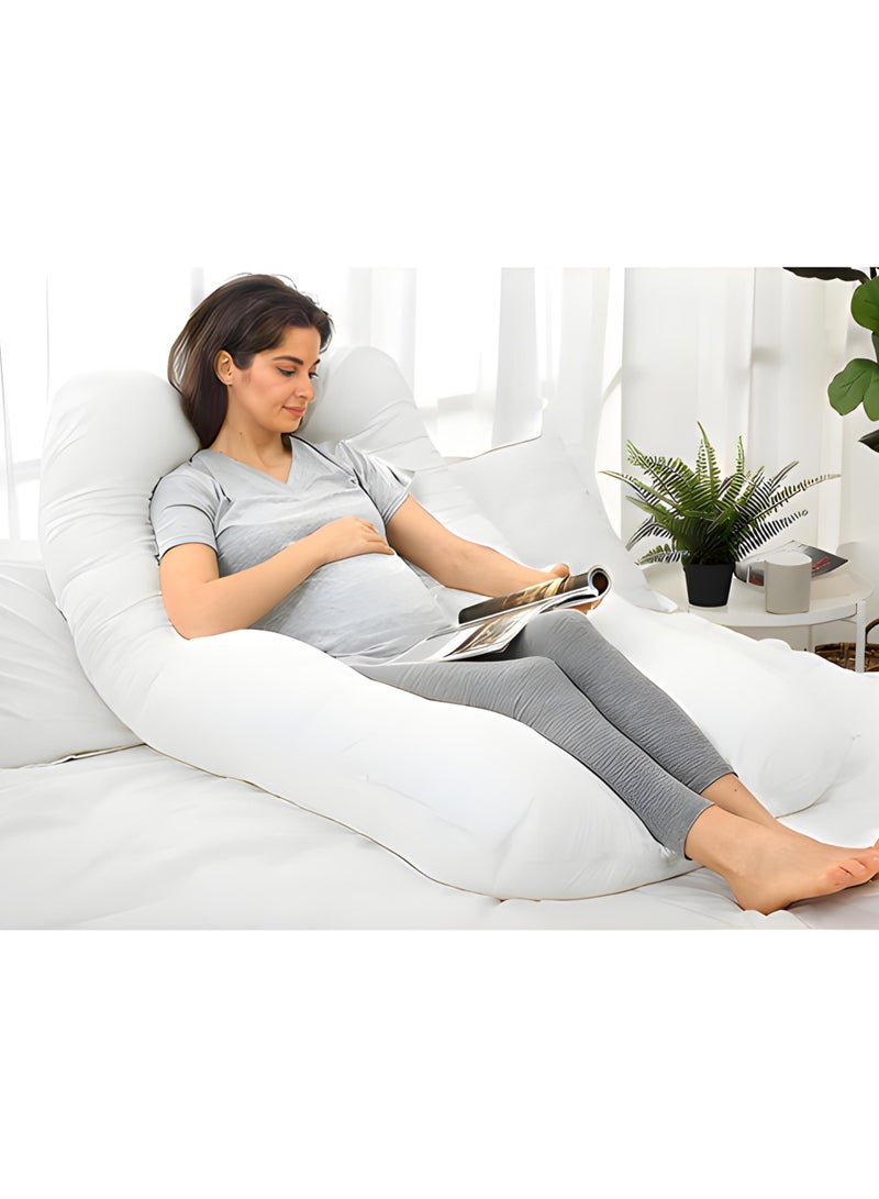 Premium U Shape Comfortable Pregnancy Pillow Polyester White  - Image 3