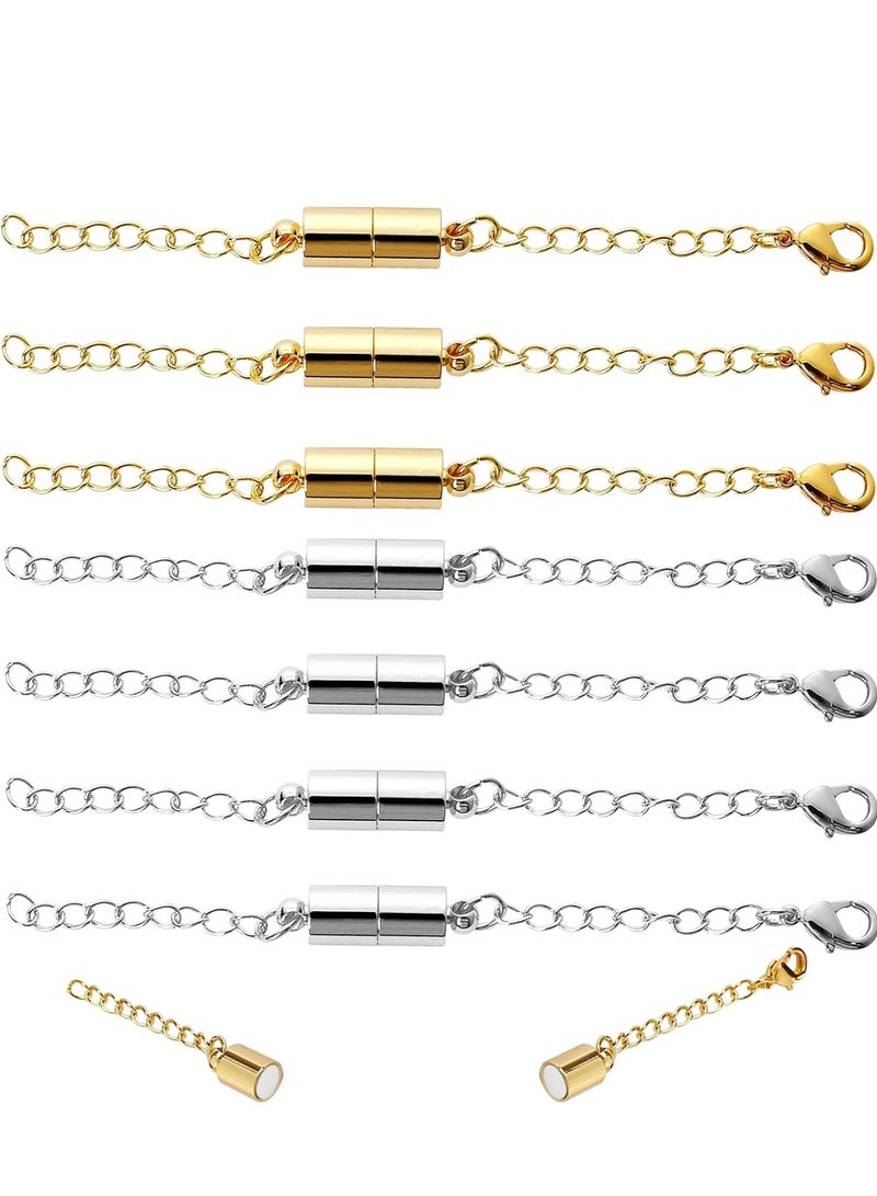 KASTWAVE Magnetic Necklace Extender, 8 Pcs Magnetic Necklace Clasps with Extender Chains Magnetic Necklace Clasps with Extender Chains Lobster Clasps Chain Extender Necklace Lobster Clasps and Closures - Image 1