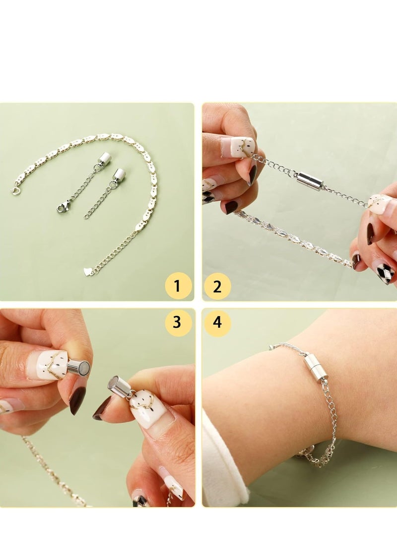 KASTWAVE Magnetic Necklace Extender, 8 Pcs Magnetic Necklace Clasps with Extender Chains Magnetic Necklace Clasps with Extender Chains Lobster Clasps Chain Extender Necklace Lobster Clasps and Closures - Image 3