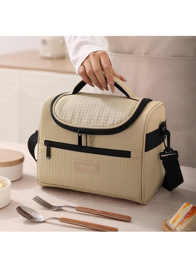 RollsTimi  Lunch Bag for Men Women Large Insulated Thermal Khaki Lunch Bags Waterproof Lunch Cooler Bag Leakproof Lunch Box with Front Zipper Pocket Adjustable Shoulder Strap for Work Office Camping Picnic - Image 1