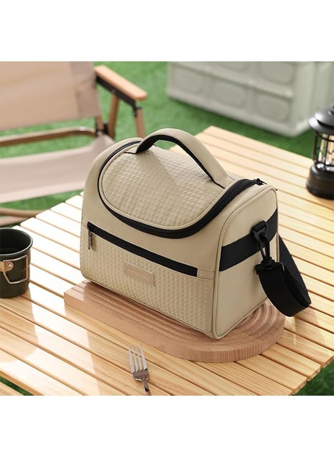 RollsTimi  Lunch Bag for Men Women Large Insulated Thermal Khaki Lunch Bags Waterproof Lunch Cooler Bag Leakproof Lunch Box with Front Zipper Pocket Adjustable Shoulder Strap for Work Office Camping Picnic - Image 2