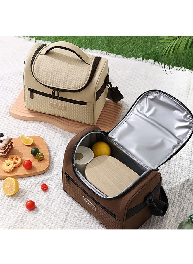 RollsTimi  Lunch Bag for Men Women Large Insulated Thermal Khaki Lunch Bags Waterproof Lunch Cooler Bag Leakproof Lunch Box with Front Zipper Pocket Adjustable Shoulder Strap for Work Office Camping Picnic - Image 4