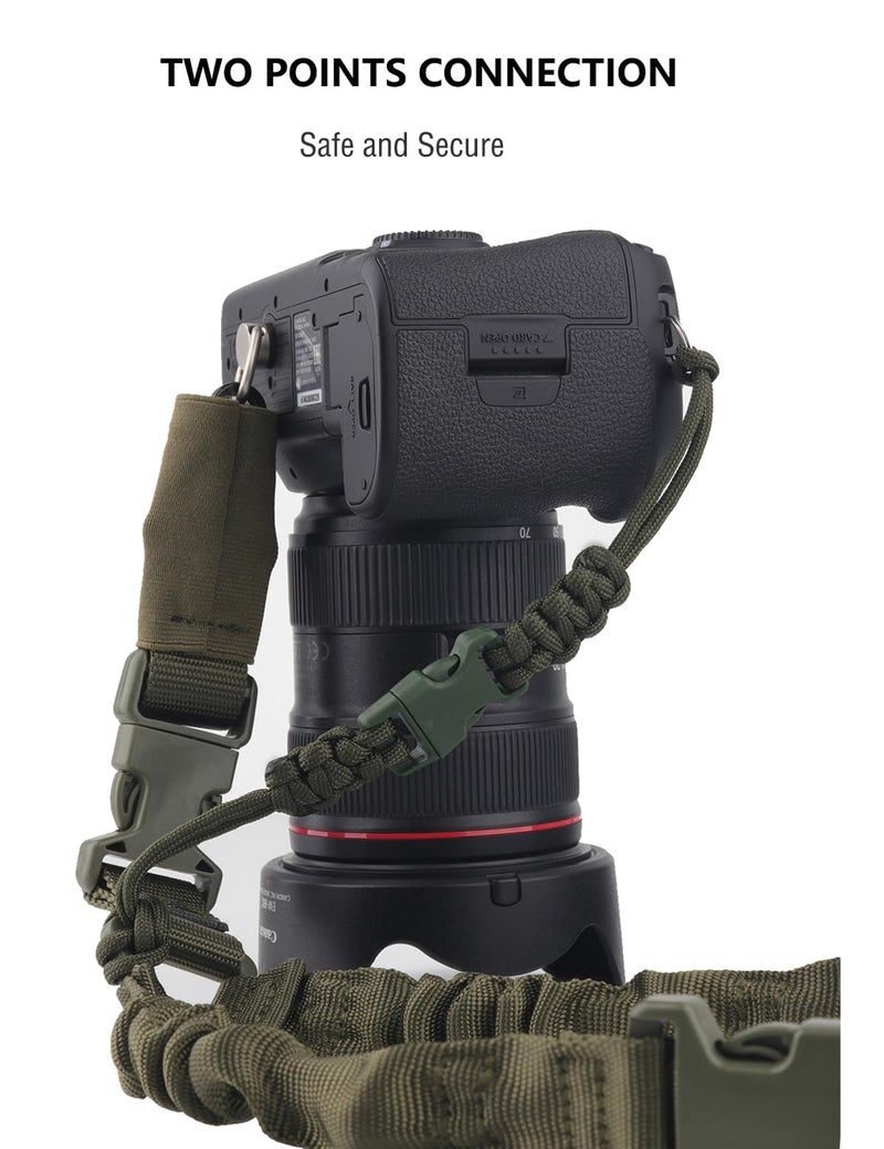 Rigdance حزام كتف كاميرا ريجدانس سريع التحرير مع حبل أمان، حزام رقبة كاميرا قابل للتعديل فريد من نوعه لنيكون وسوني وكانون وأوليمبوس كاميرا DSLR - أخضر عسكري - Image 2
