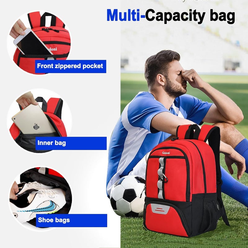 Goloni |Basketball Soccer Backpack Bag - Soccer Backpack & Bags for Basketball, Volleyball & Football Sports, Includes Separate Cleat Shoe and Ball Compartment, fit to & Adult - Image 2
