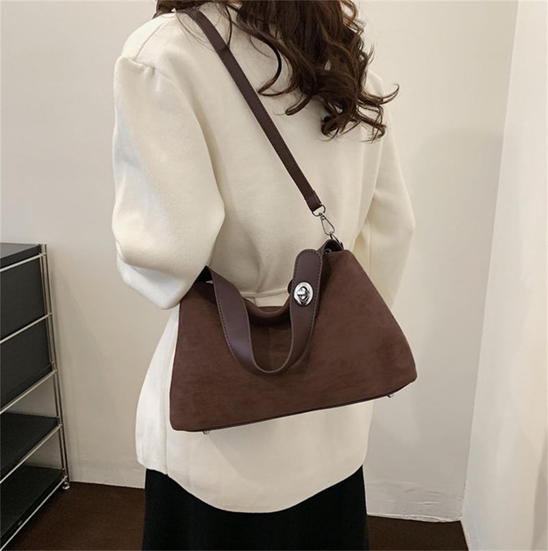 Tellrain Women Suede Tote Bag Vintage Velvet Crossbody Bag 2025 Shoulder Bag Fall Winter Handbag Pillow Purse - Image 4