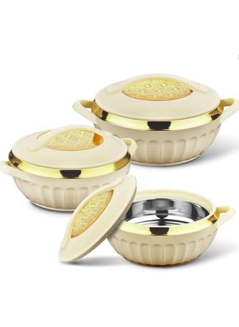 Stainless Steel Insulated Hotpot Serving Dishes with Lids (BEIGE, 2500ML,3500ML,5000ML)  - Image 1