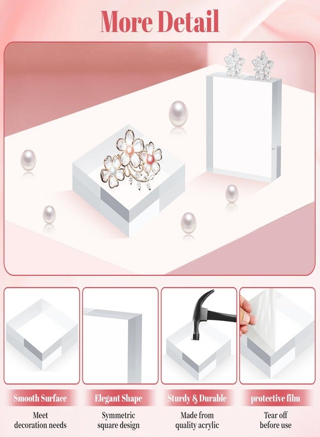 BestYiJo Square Acrylic Display Block 4 Pieces, 3 X 3 X 1 Inch Clear Polished Acrylic Blocks for Jewelry, Rings or Collectible Art Toy (3*3*1 inches) - Image 4