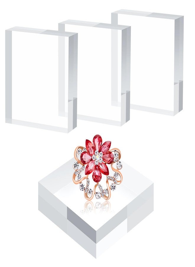 BestYiJo Square Acrylic Display Block 4 Pieces, 3 X 3 X 1 Inch Clear Polished Acrylic Blocks for Jewelry, Rings or Collectible Art Toy (3*3*1 inches) - Image 1