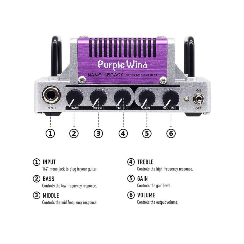 Hotone Nano Legacy Purple Wind 5-Watt Compact Guitar Amp Head with 3-Band EQ - Image 5