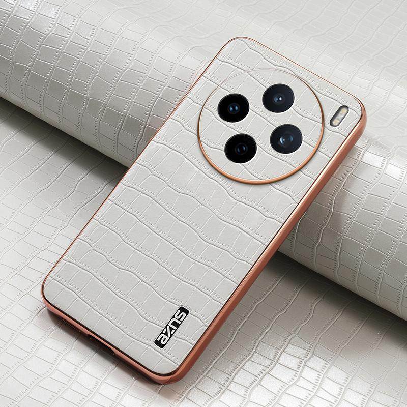 HuHa Case Cover For vivo X200s AZNS Electroplated Frame Crocodile Texture Full Coverage Phone Case(White) - Image 2