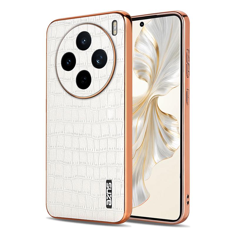 HuHa Case Cover For vivo X200s AZNS Electroplated Frame Crocodile Texture Full Coverage Phone Case(White) - Image 1