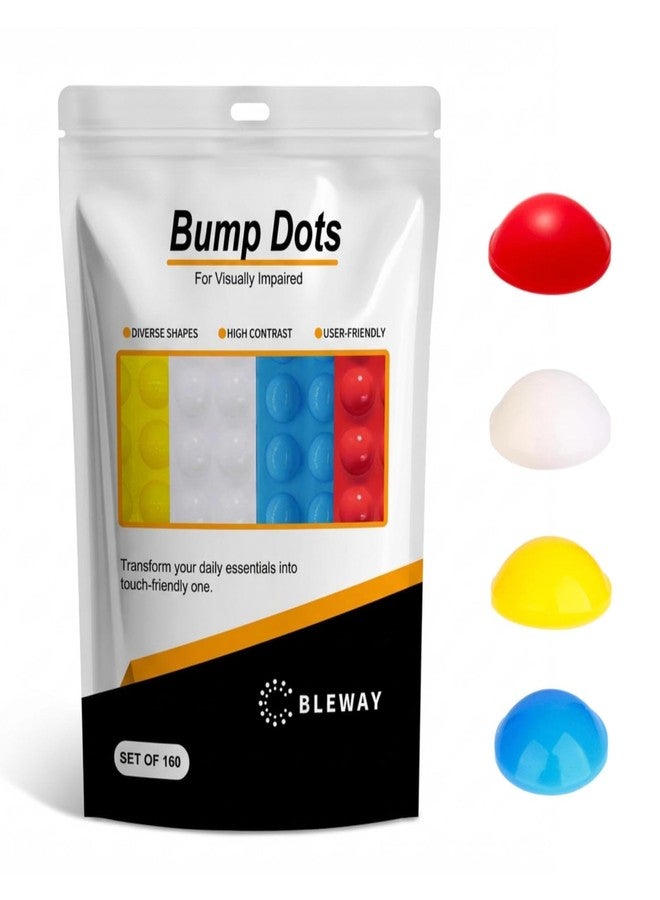 BLEWAY Bump Dots for Visually Impaired 160 Pcs Hemisphere Combo Pack(Yellow,Blue,White,Red) - Low Vision Aids Braille Stickers Raised Tactile Dots for Elderly, Blind - Image 2