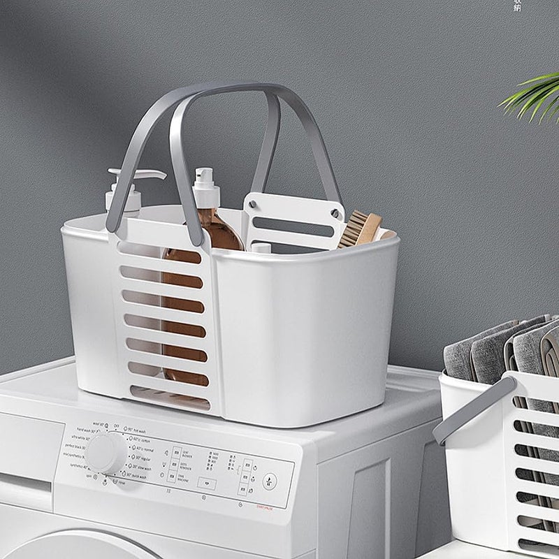 Fohome Portable Shower Caddy Basket, Bathroom Caddy Organizer,Plastic Cleaning Caddy Organizer Storage with Handles, Cleaning Supplies Caddy for Soap, Shampoo, Cleaning Supplies (White) - Image 2
