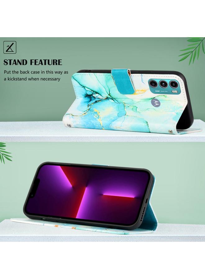 اس-توب جراب لهاتف Motorola Moto G40 / G60 PT003 جراب هاتف جلدي قابل للطي بنمط رخامي - Image 3