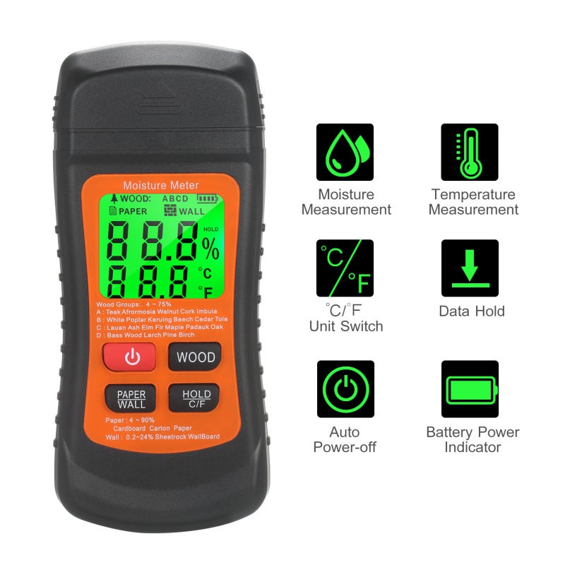 Wood Moisture Tester: Pin-Type Digital Moisture Meter - High-Precision Portable Wood Hygrometer for Woodworking Lumber Testing - Image 3