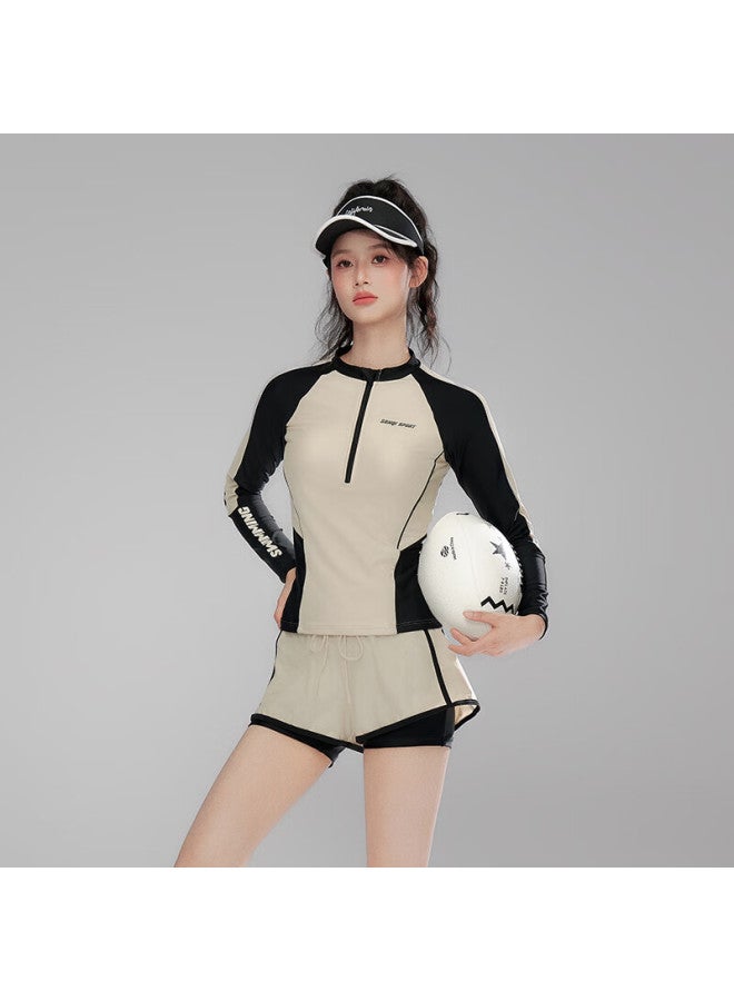Sanqi Women's Long Sleeve Plus Size Swimsuit For Hot Springs, Tummy Control, Conservative Square Pants, Surfing, Snorkeling, Swimming Suit L - Image 4