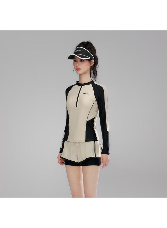 Sanqi Women's Long Sleeve Plus Size Swimsuit For Hot Springs, Tummy Control, Conservative Square Pants, Surfing, Snorkeling, Swimming Suit L - Image 5