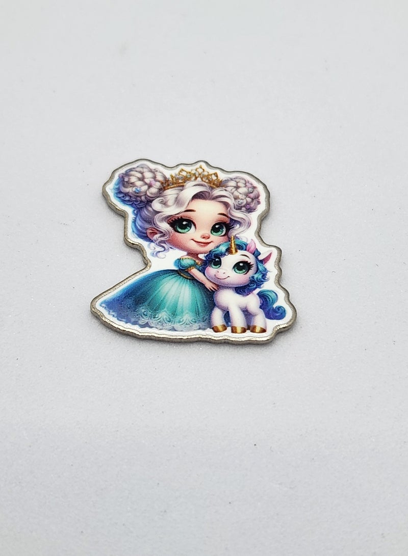 Acnor Cute Girl and Unicorn Enamel Lapel Stickers – Adorable Fantasy Accessory Display for Mobile, Laptop, I pad, Backpacks, Jackets, and Collectors Walls, Doors, Cars, Trucks, Motorcycles - Image 1