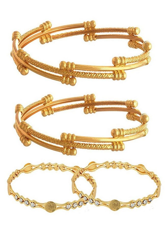 يو بيلا مجموعة أساور مطلية بالذهب من يو بيلا فاشون جوليري التقليدية للفتيات والنساء (2.6) - Image 1