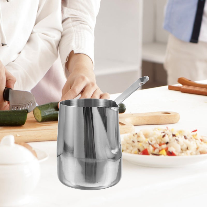 Sturdy Stainless Steel Coffee Jug Handled Coffee Pitcher Multi-use Frothing Pitcher with Scale - Image 4