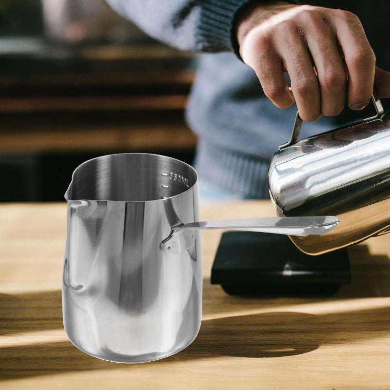 Sturdy Stainless Steel Coffee Jug Handled Coffee Pitcher Multi-use Frothing Pitcher with Scale - Image 3