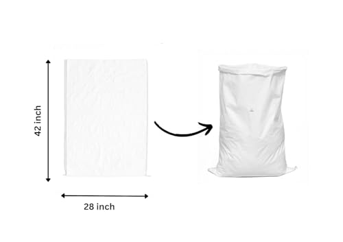 SECUREMENT Large HDPE White Storage Bags, 71 x 106 cm, 50 kg Capacity, Multipurpose Transport Bags (28 x 42 Inches) - Pack of 10 Boras - Image 2