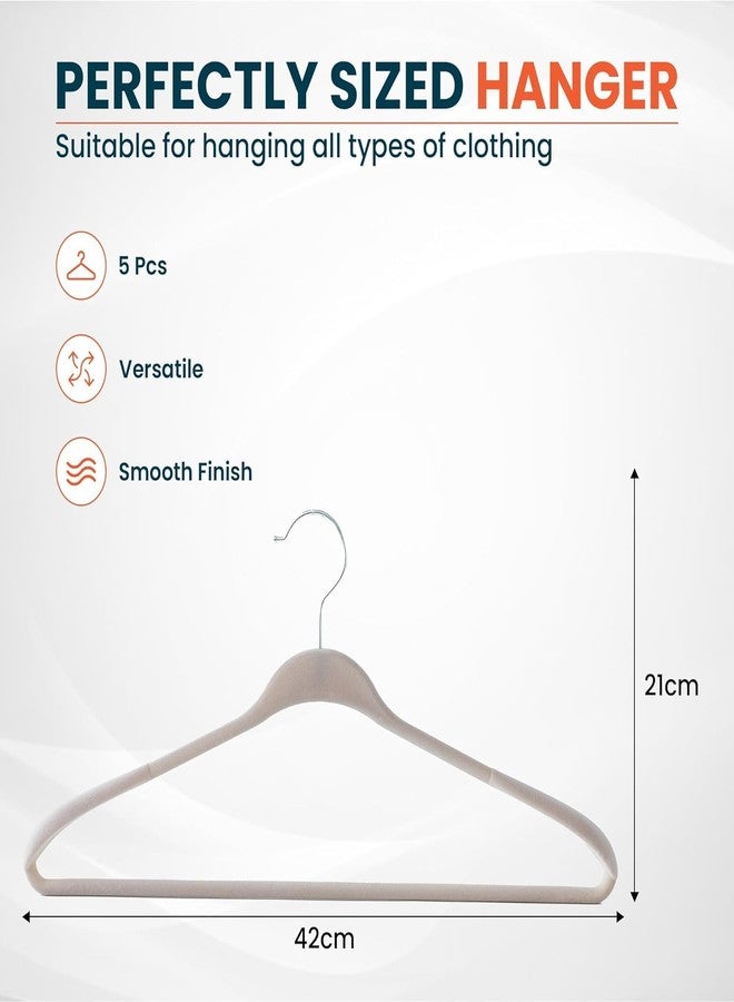 Kuber IndustriesVelvet Cloth Hanger Set of 10 with Chromed Plated Steel Hook|GREY| - Image 3