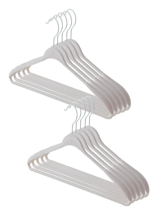Kuber IndustriesVelvet Cloth Hanger Set of 10 with Chromed Plated Steel Hook|GREY| - Image 1