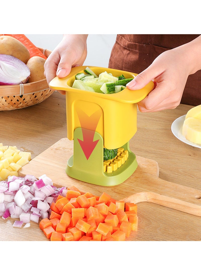 Generic Multifunctional Vegetable Chopper Dicing Vegetable Chopper Dicer With Container Manual Pressure Food Slicer Steel Stainless Cutter Kitchen Tool for Cucumber Carrot Potato Onion Dicing  - Image 3