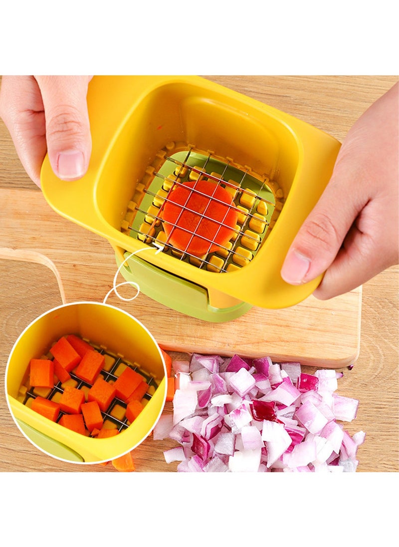 Generic Multifunctional Vegetable Chopper Dicing Vegetable Chopper Dicer With Container Manual Pressure Food Slicer Steel Stainless Cutter Kitchen Tool for Cucumber Carrot Potato Onion Dicing  - Image 2