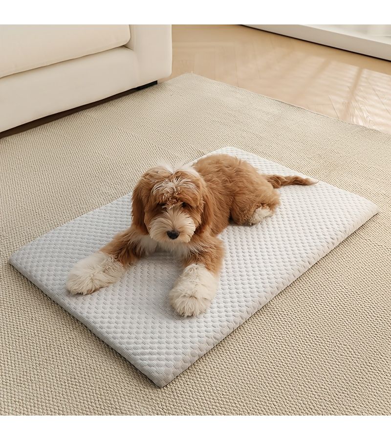 Cooling Pet Dog Bed with Memory Foam Padding Large 29.53 19.69 Inch Blue Washable Non Slip Summer Cat Mat for Indoor Use - Image 1