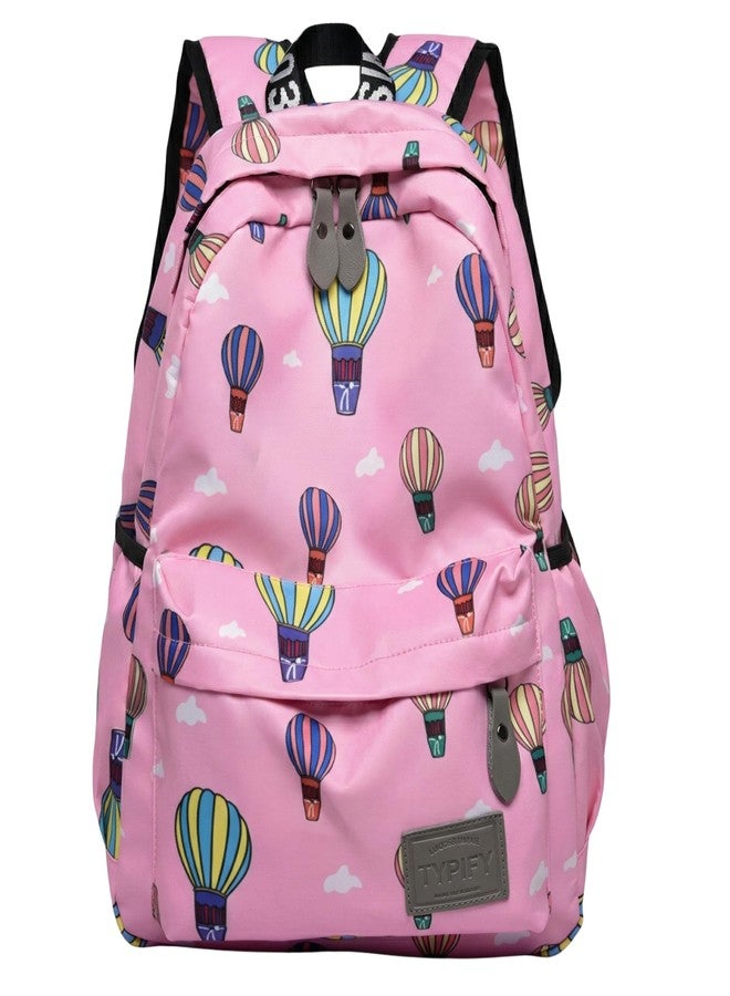 TYPIFY Premium Pink Printed Backpack for Women & Girls | Lightweight School & College Bag | Aesthetic Hot Air Balloon Daypack for Travel | Gift for Girls - Image 1