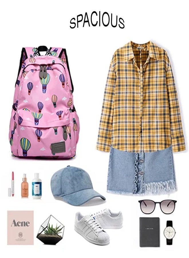 TYPIFY Premium Pink Printed Backpack for Women & Girls | Lightweight School & College Bag | Aesthetic Hot Air Balloon Daypack for Travel | Gift for Girls - Image 4