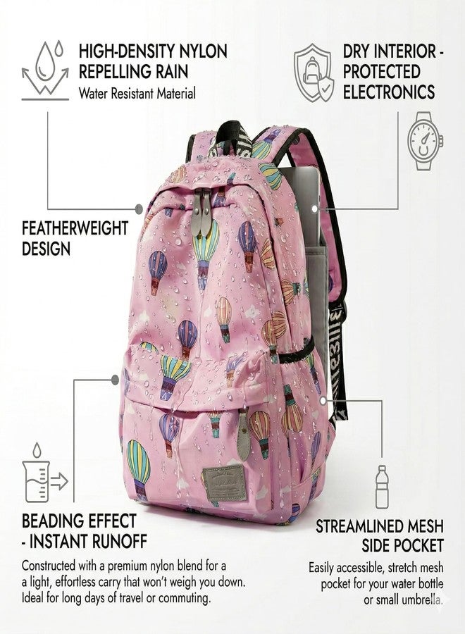 TYPIFY Premium Pink Printed Backpack for Women & Girls | Lightweight School & College Bag | Aesthetic Hot Air Balloon Daypack for Travel | Gift for Girls - Image 5
