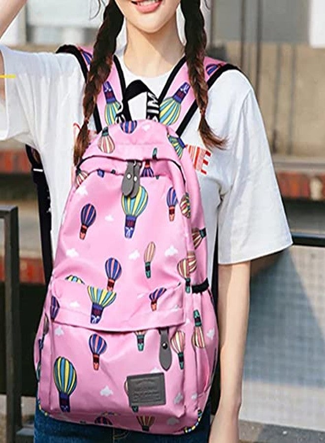 TYPIFY Premium Pink Printed Backpack for Women & Girls | Lightweight School & College Bag | Aesthetic Hot Air Balloon Daypack for Travel | Gift for Girls - Image 3