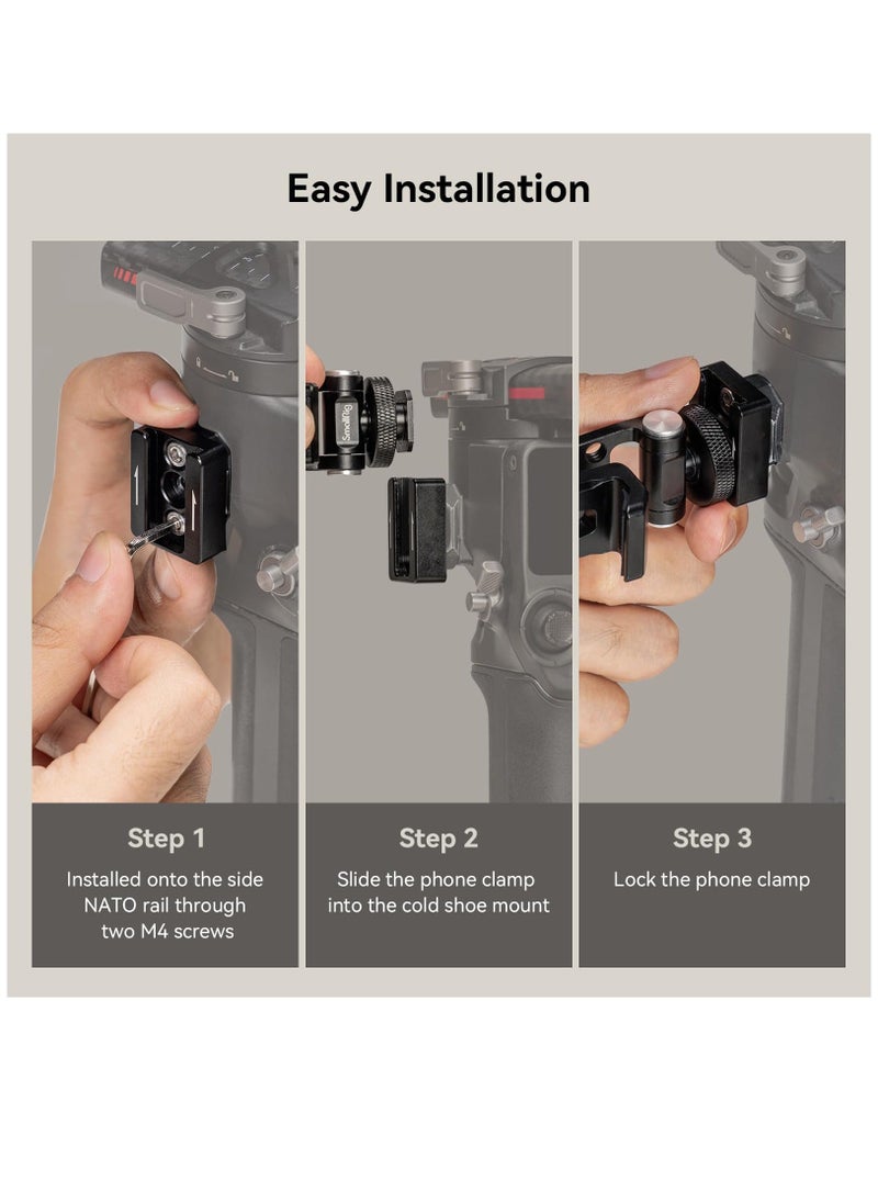 Generic - Phone Support for DJI Stabilizers, Free Adjustment Phone Mount Adapter with 1/4", 20 Threaded Hole and Cold Shoe for DJI RS 3  RS 3 Pro RS 3 Mini RS 2 RS C2  R S R SC, Tripod, 4301 - Image 1