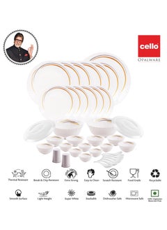 Cello Cello Opalware Dazzle Golden Arc Dinner Set - Pack of 37 Pcs  - Image 2