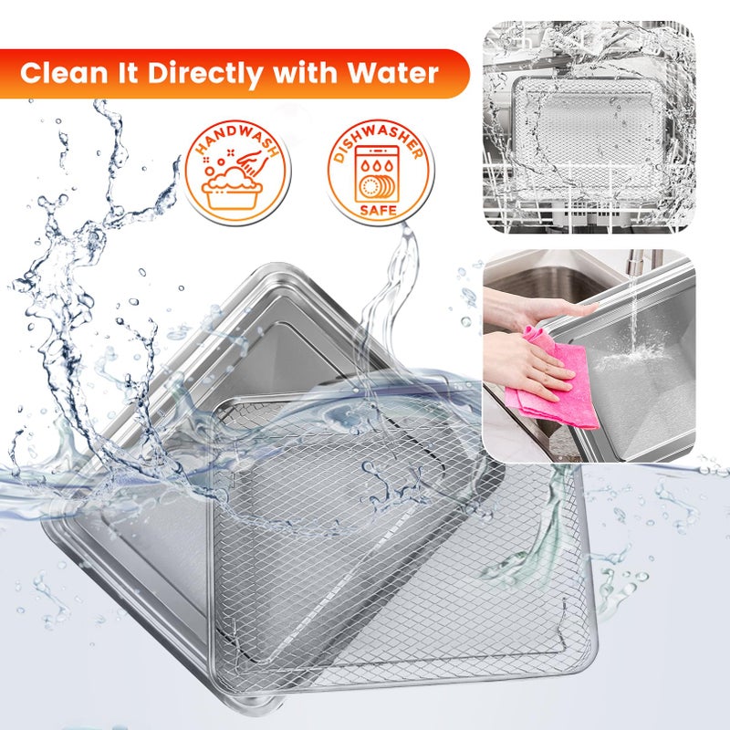 GWY Air Fryer Tray Replacement for Cuisinart TOA-28 AFR-25 Toaster Air Fryer Convection Oven, 11.29 * 9.68'' Non-stick Mesh Air Fryer Steel Basket Wire Rack Accessories Parts, Dishwasher Safe - Image 4