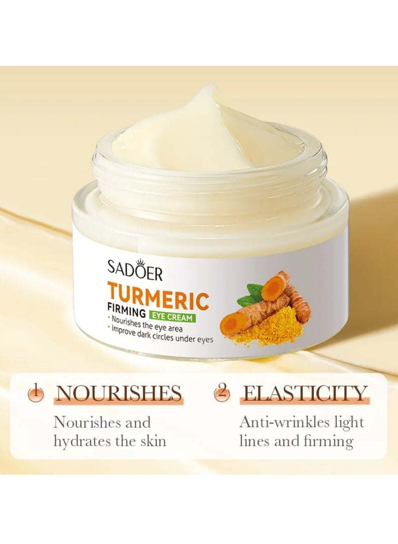 SADOER كريم الوجه المضاد للأكسدة بالكركم وكريم العين الم firming (50 جرام + 20 جرام) ترطيب عميق تهدئة التحكم في الزيت مغذي تحسين الهالات السوداء تحت العينين كريم وكريم للوجه للنساء والرجال - Image 3