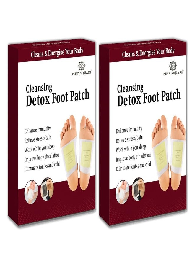 Pink Square Detox Foot Patches for Women and Men | Natural foot Pads for Toxin Removal Foot Patch for Detoxification Improved Sleep and Relaxation | Pack of 2, Each 10 Patches - Image 1