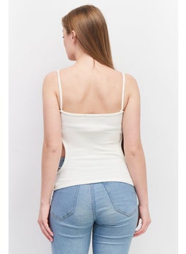 LASULA Women Sweetheart Neck Sleeveless Textured Top, Cream  - Image 4