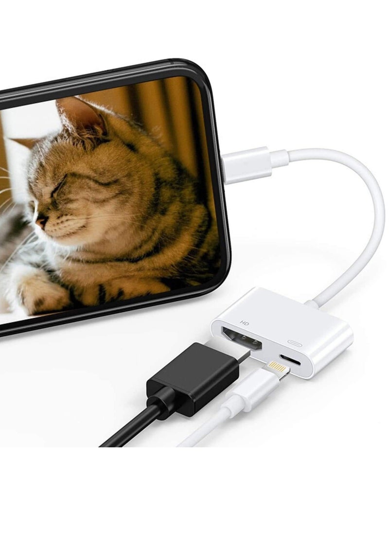 Yesido - Lightning to HDMI Adapter,1080P Digital Sync Screen Converter AV Adapter with Charging Port Compatible with iPhone 12/11/XS/XR/X/8 iPad on HDTV/Monitor/Projector Support All iOS - Image 1