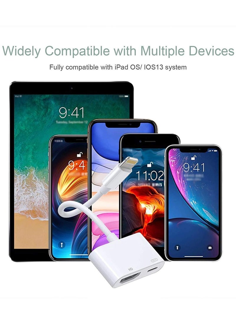 Yesido - Lightning to HDMI Adapter,1080P Digital Sync Screen Converter AV Adapter with Charging Port Compatible with iPhone 12/11/XS/XR/X/8 iPad on HDTV/Monitor/Projector Support All iOS - Image 1