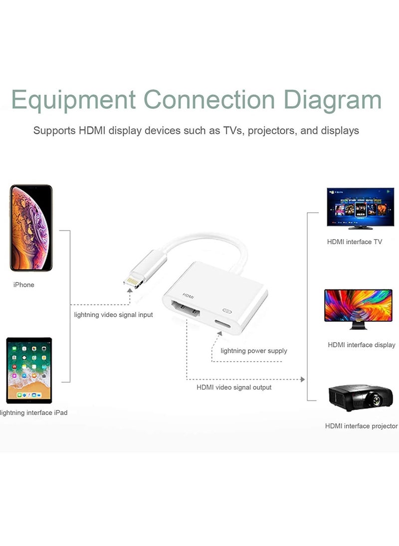Yesido - Lightning to HDMI Adapter,1080P Digital Sync Screen Converter AV Adapter with Charging Port Compatible with iPhone 12/11/XS/XR/X/8 iPad on HDTV/Monitor/Projector Support All iOS - Image 1