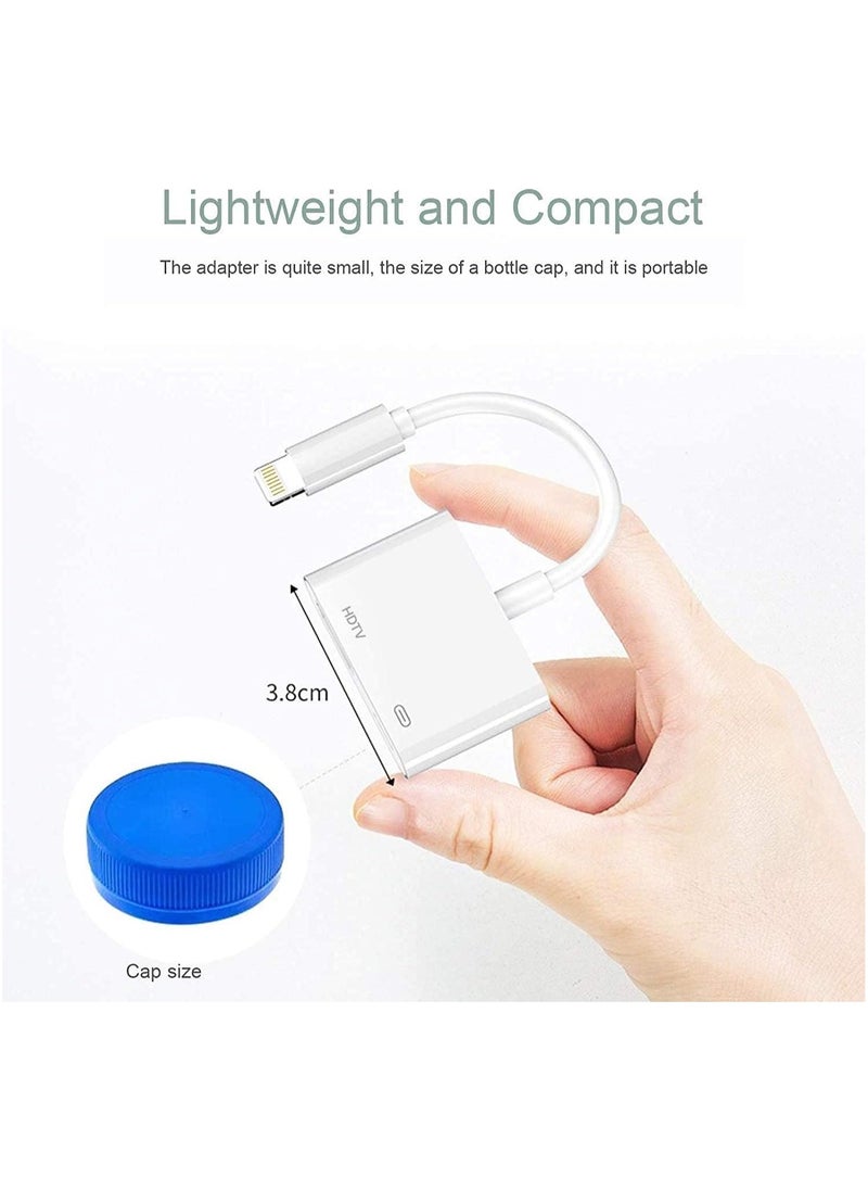 Yesido - Lightning to HDMI Adapter,1080P Digital Sync Screen Converter AV Adapter with Charging Port Compatible with iPhone 12/11/XS/XR/X/8 iPad on HDTV/Monitor/Projector Support All iOS - Image 1