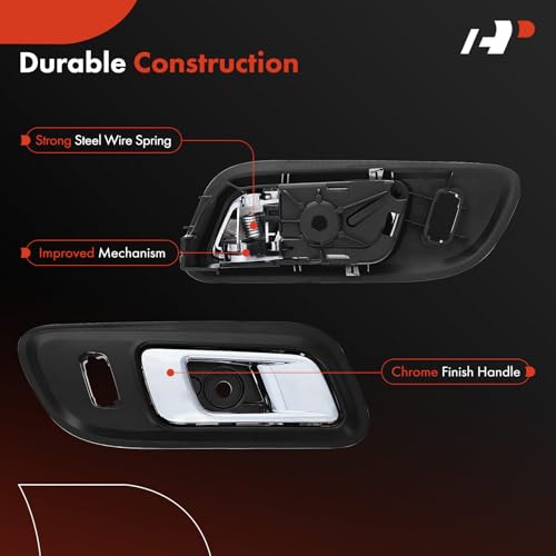 A-Premium Front Right Passenger Side Interior Door Handle Compatible with Ford Taurus/Police Interceptor Sedan 2013-2019, Special Service Police Sedan 2014-2018, Black Bezel with Chrome Lever - Image 4