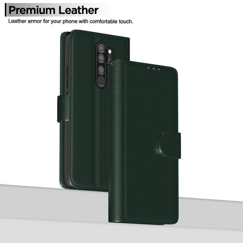 Pikkme Flip Cover for Redmi Note 8 Pro Leather Finish | Inside TPU with Card Pockets | Wallet Stand and Shock Proof | Complete Protection Flip Case(Green) - Image 2