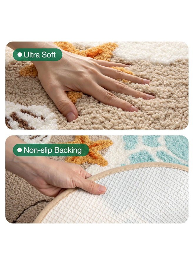 Lumi Beach Bathroom Rugs, Non Slip Bath Mat Ultra Soft Washable Absorbent Quick Dry, Ocean Sea Theme Bath Rug with Starfish Shell for Shower Floor, Kitchen Decor, Kids Room, 24"x44" - Image 4